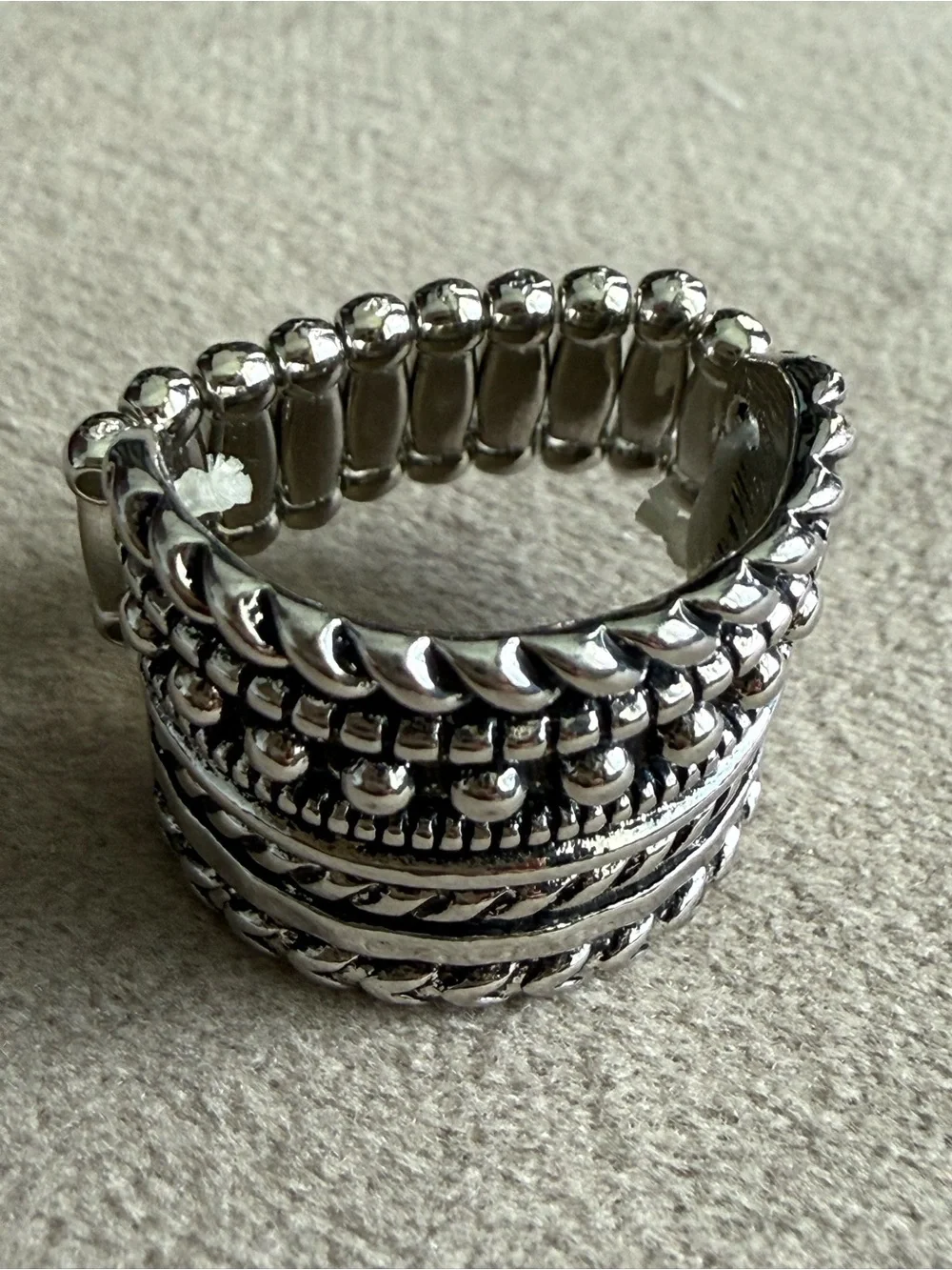 Sterling-Style Multi-Row Silver Band Ring - Silver